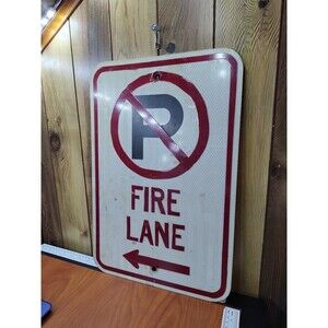 No Parking Fire Lane Metal Sign Vintage 12 X 18